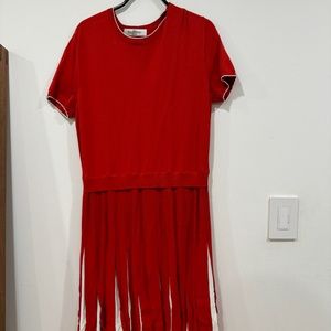VALENTINO  RED DRESS with pleated skirt